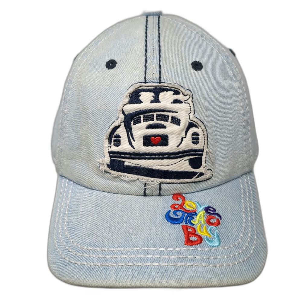 Volkswagen Blue Baseball Cap One Size Beetle Bug Denim Patch Slideback Hat Heart